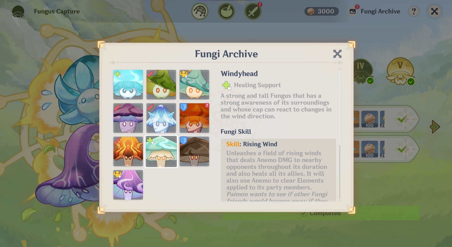 Fungi Archive to view the Fungi skills (Image via HoYoverse)