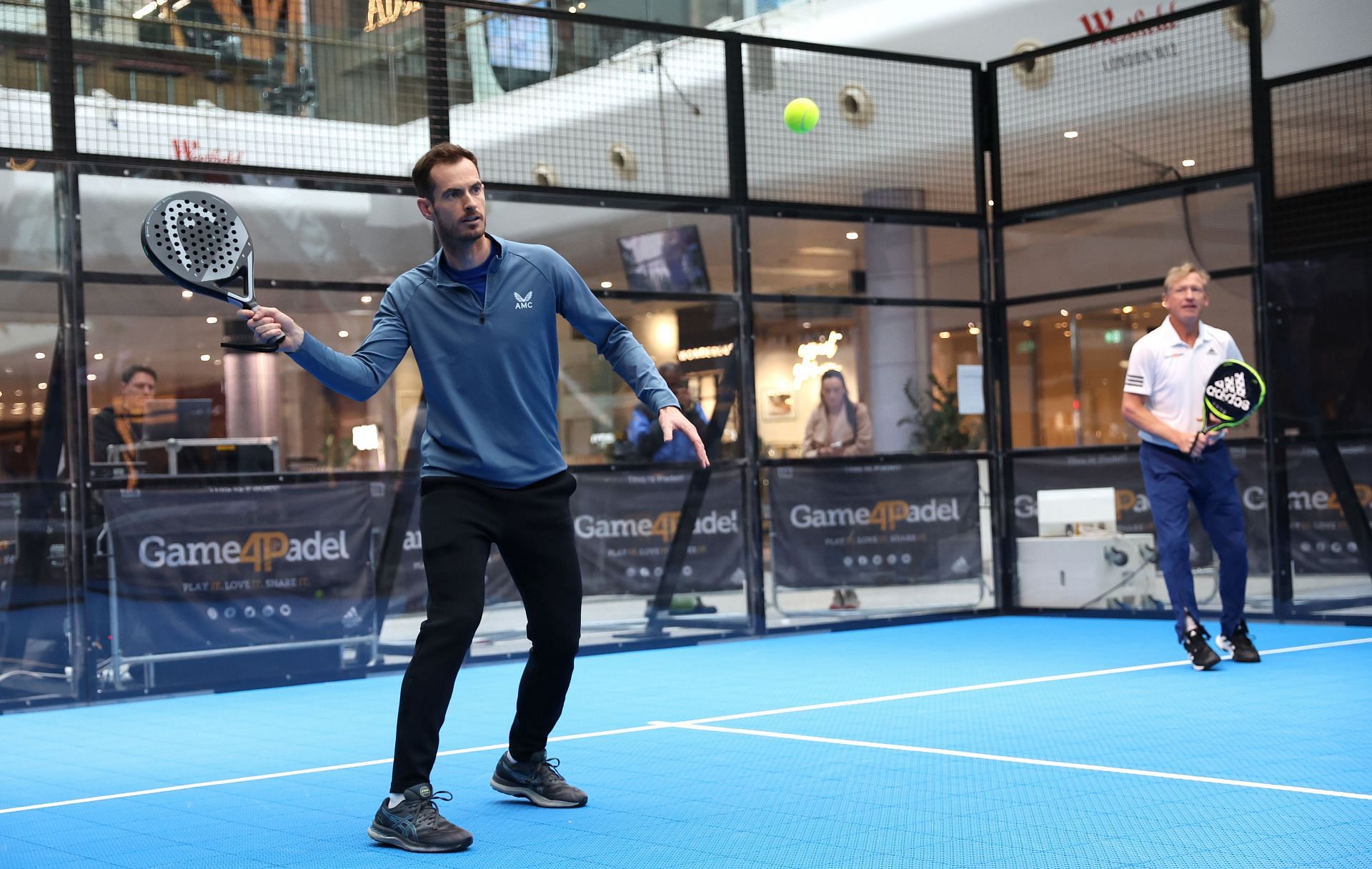 Andy Murray at the Game4Padel Westfield London Pop-Up