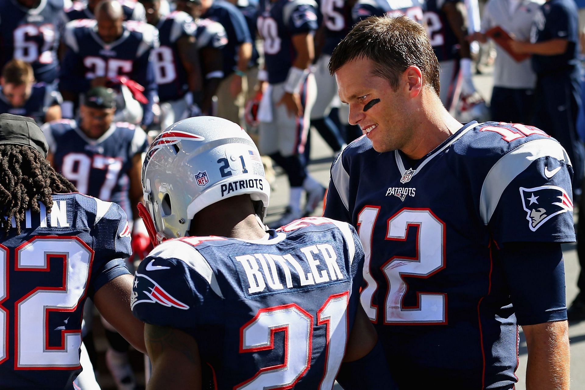 Tom Brady and Malcolm Butler - Jacksonville Jaguars v New England Patriots
