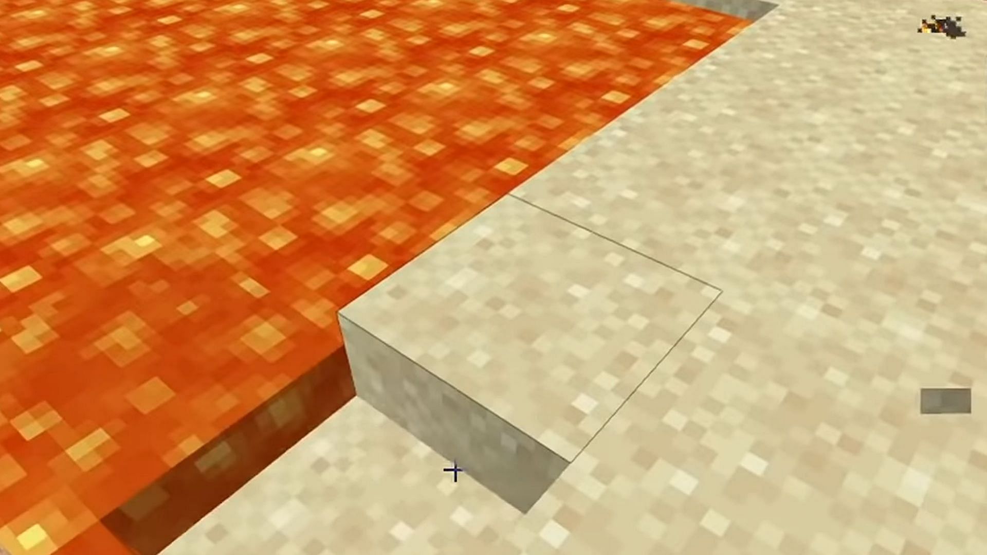 By placing sand, you can remove the lava source blocks in Minecraft (Image via Mojang)
