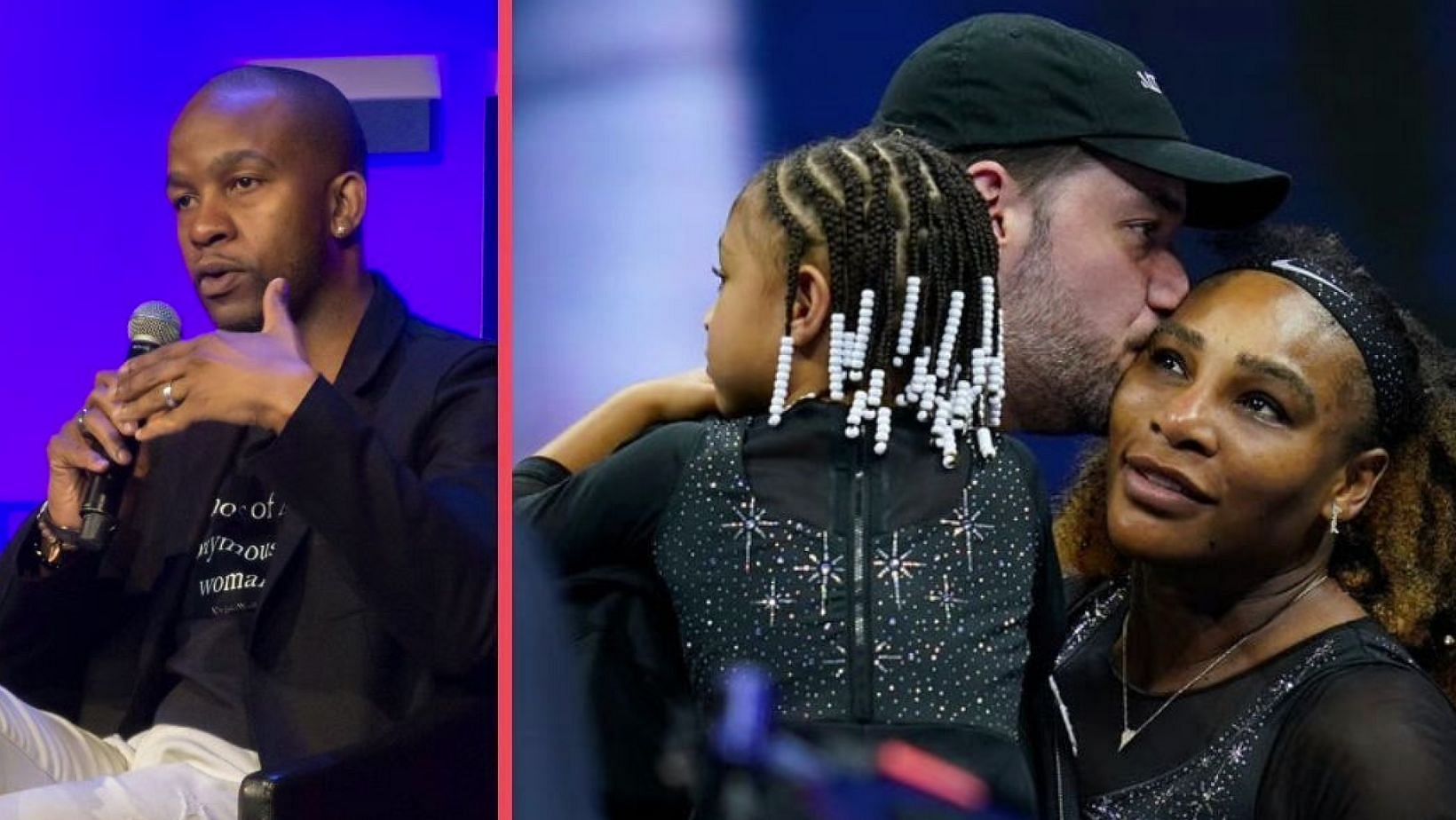 Wade Davis (L), Alexis Ohanian (M) and Serena Williams