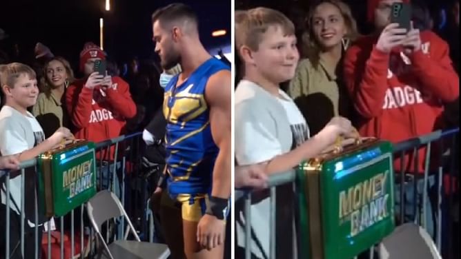 [WATCH] What happened when Austin Theory saw a kid holding an MITB briefcase at a WWE live event?