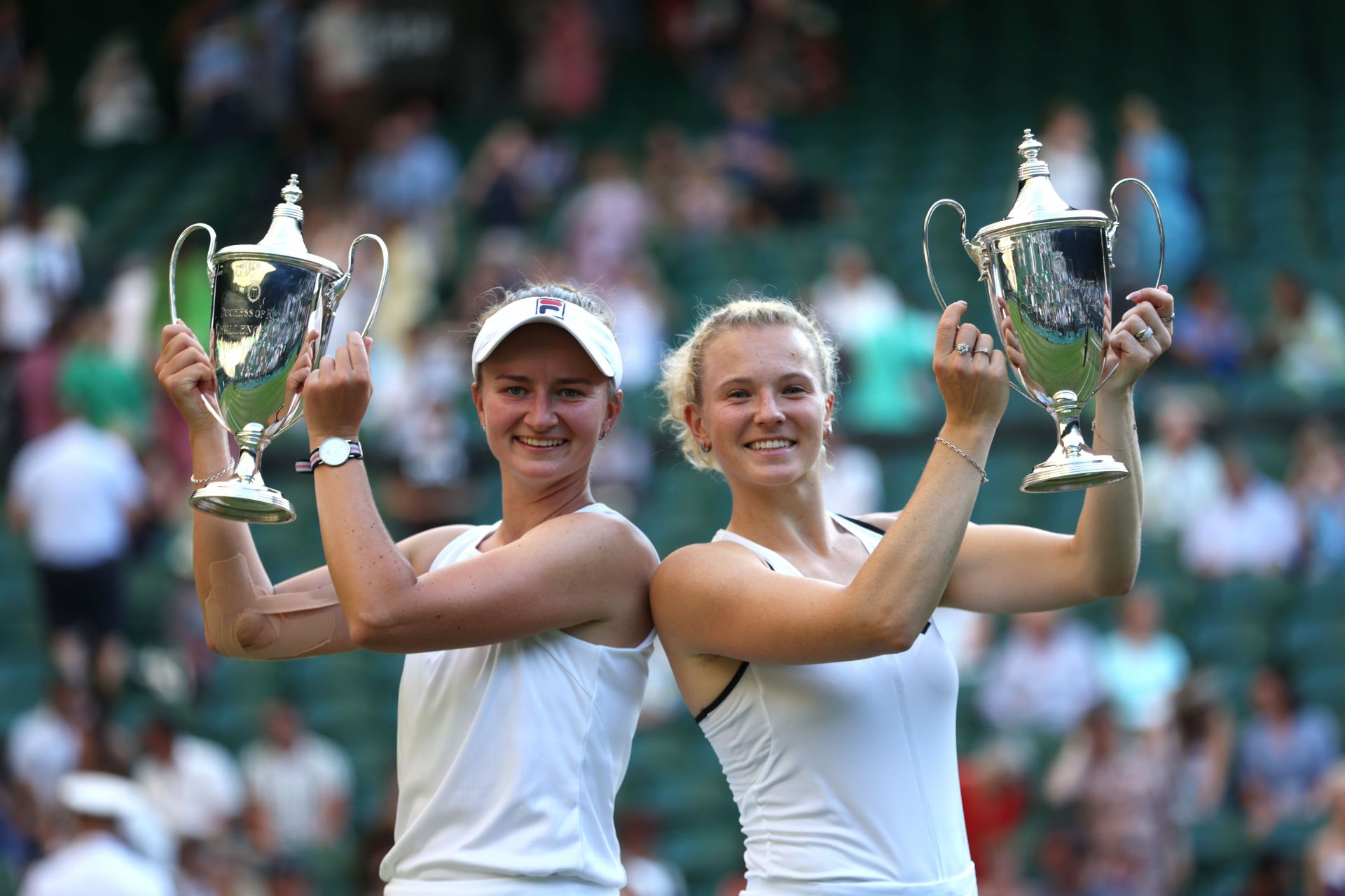 Wimbledon champions Barbora Krejcikova (L) & Katerina Sinikova are poised to win the Doubles Team of the Year award at the WTA Player Awards