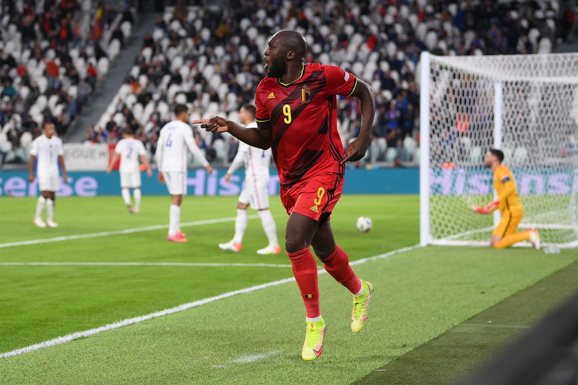 Romelu Lukaku in action against France in the 2021 UEFA Nations League