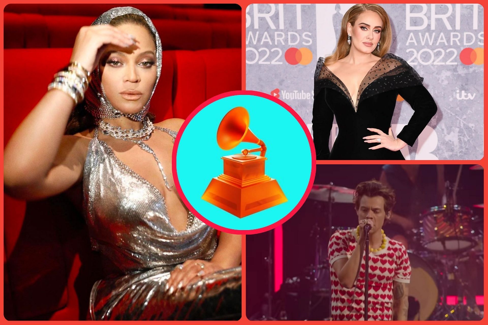 2023 Grammy Nominations revealed! (Image via Instagram/@beyonce, Getty Images/Gareth Cattermole, and Harry Styles/YouTube)