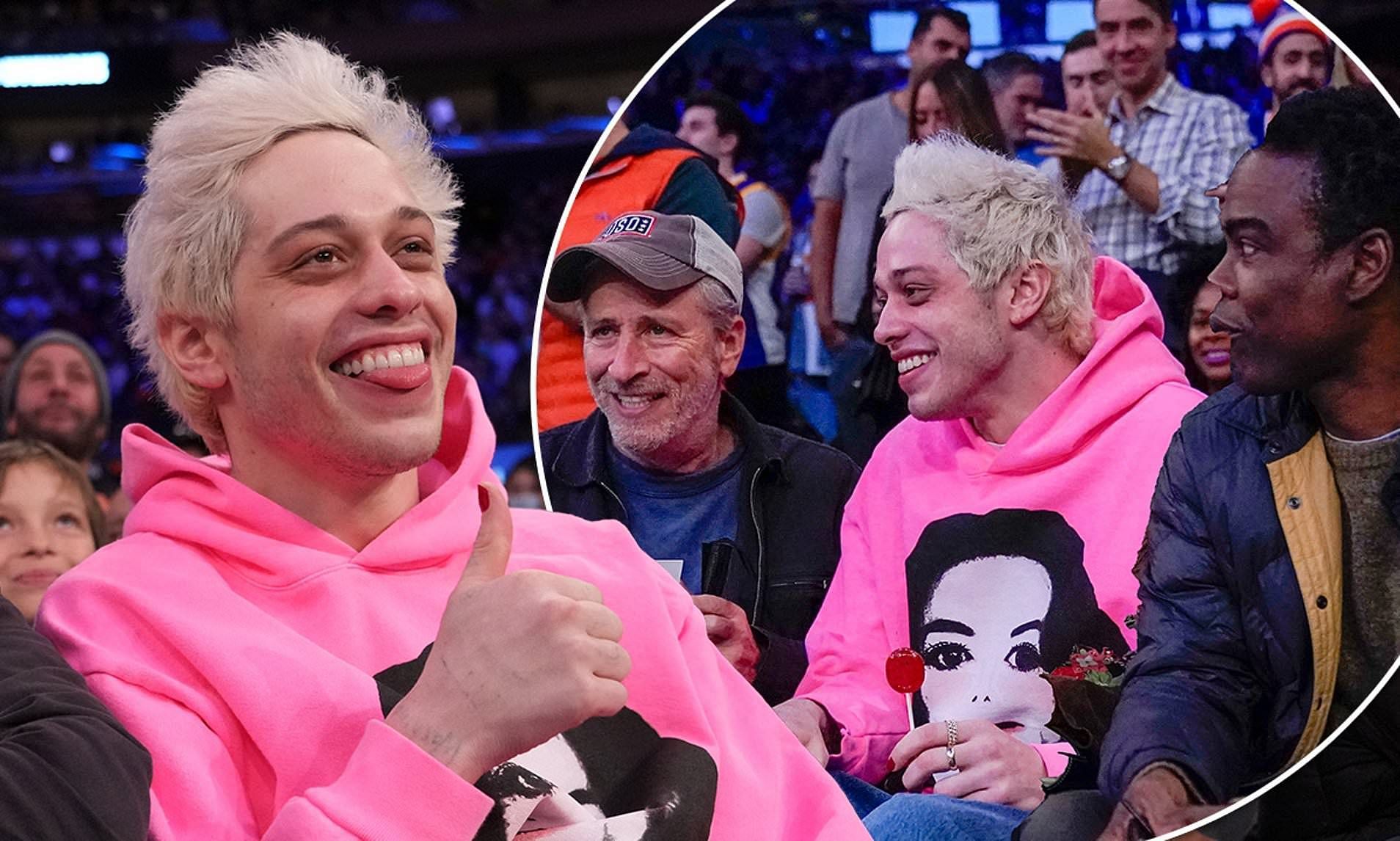 Comedian and actor Pete Davidson attending a New York Knicks home game