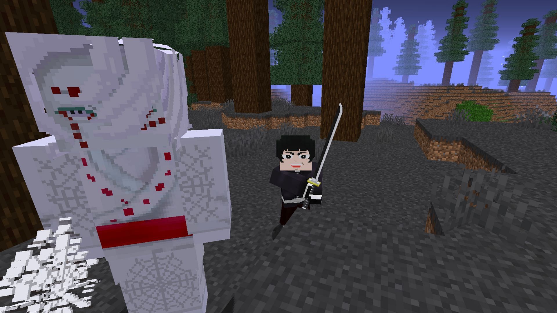 Rui (Left) is one of the demons in the original Anime and in the Minecraft mod (Image via CurseForge)