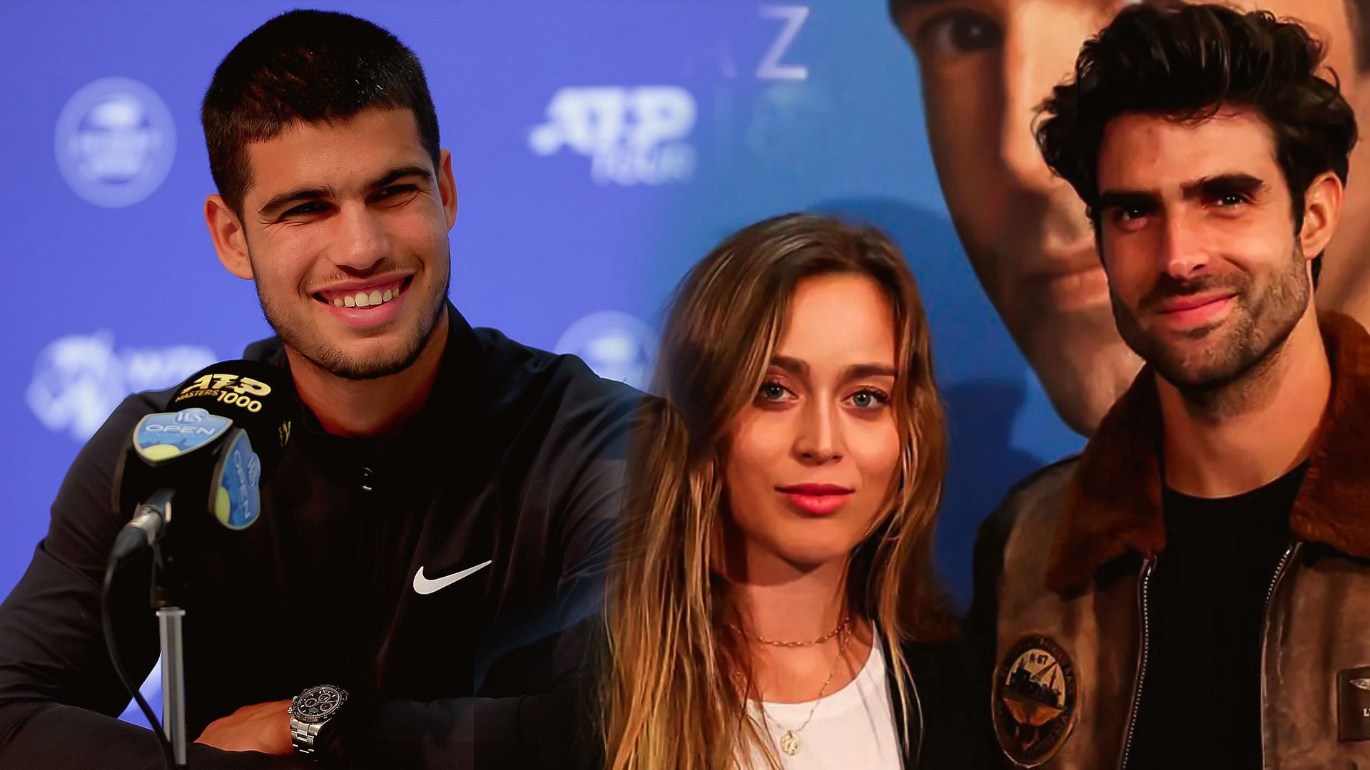 Carlos Alcaraz (left) and Paula Badosa with her boyfriend Juan Betancourt. 