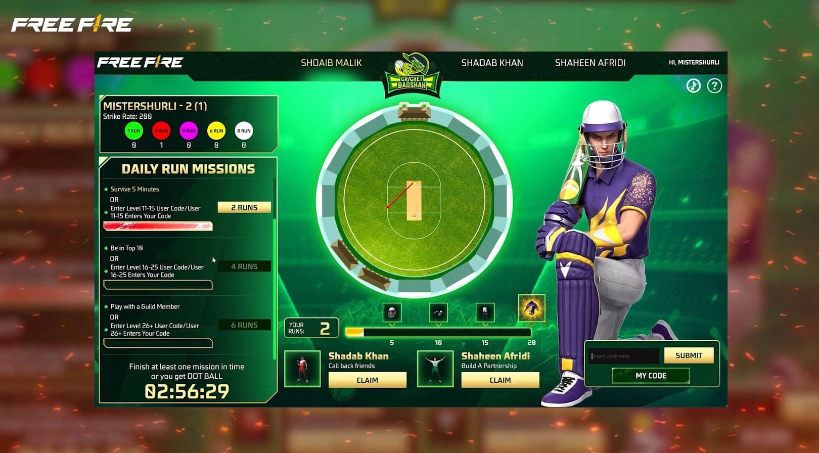 In-game bundle of Shoaib Malik (Image via Garena)