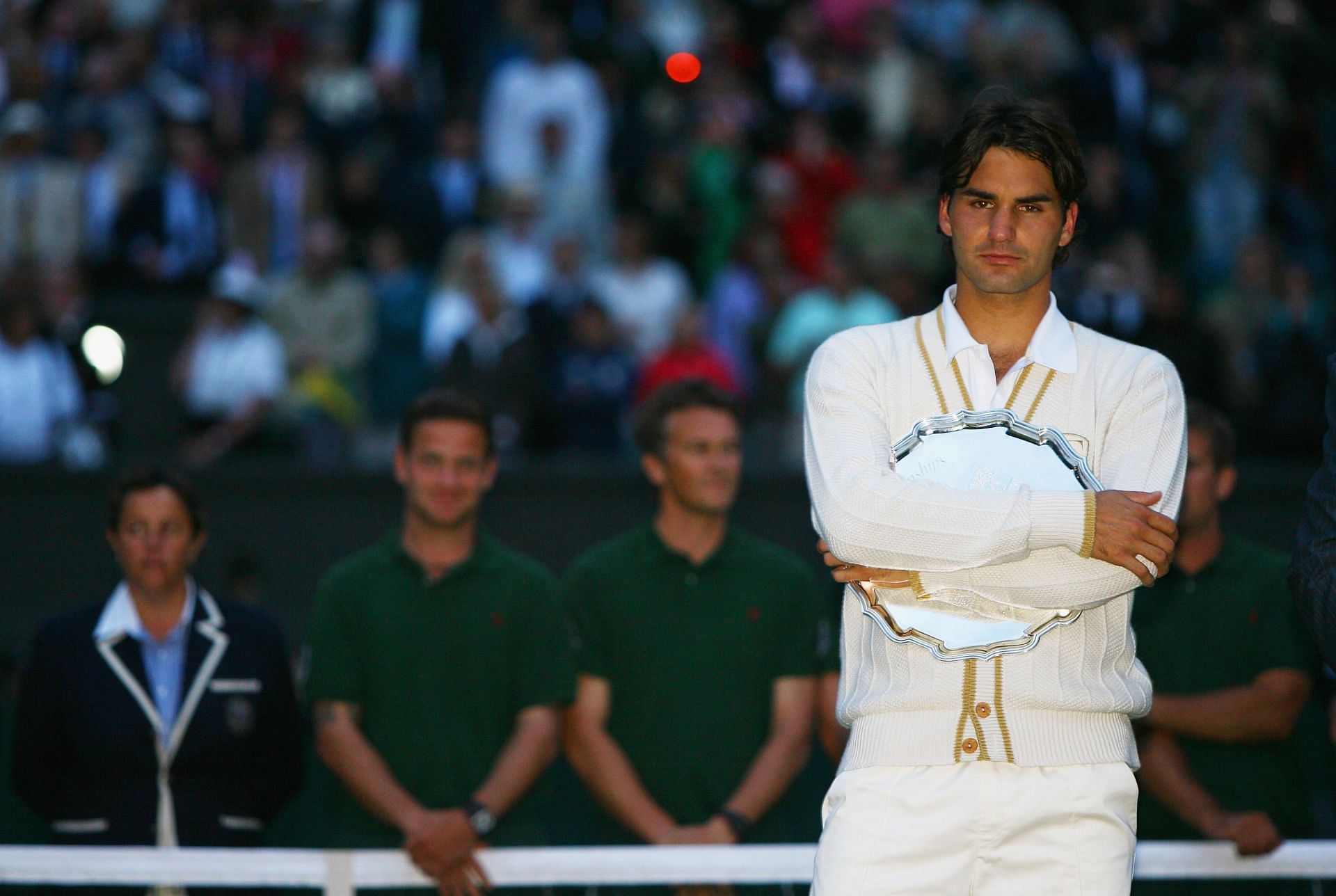 Roger Federer captured by Clive Brunskill at 2008 Wimbledon after defeat to Rafael Nadal