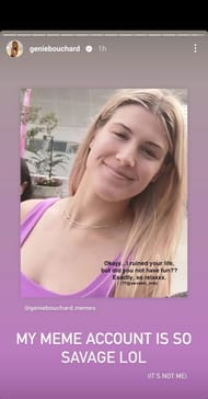 Eugenie Bouchard's Instagram story