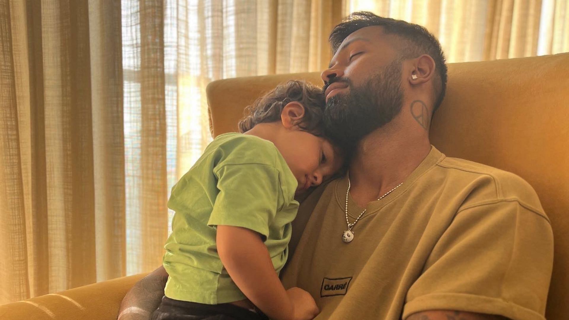 Hardik Pandya shared pictures with his son on social media