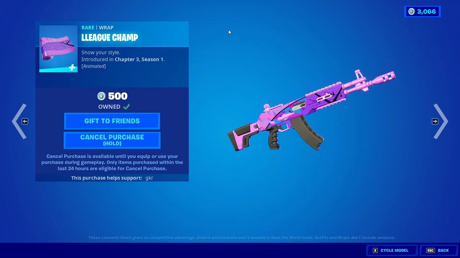 To benefit from the glitch, you will first have to purchase a wrap (Image via Epic Games)