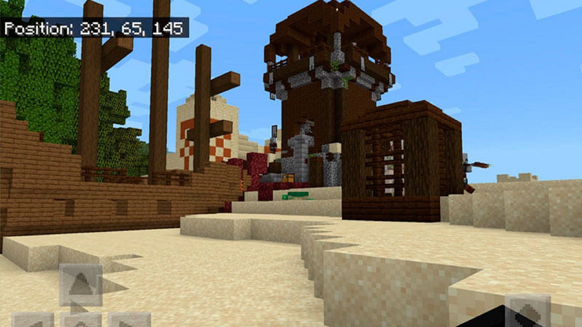 The closest village in this seed has a lot going on (Image via Mojang)