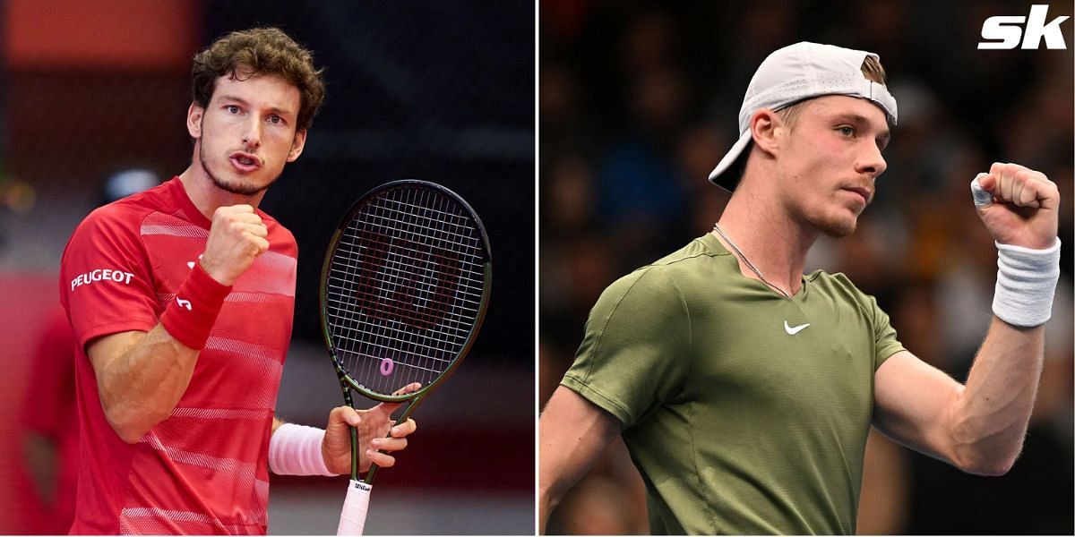 Pablo Carreno Busta (L) and Denis Shapovalov.