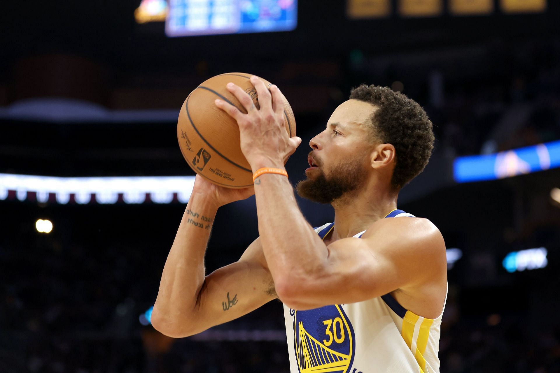 Steph Curry of the Golden State Warriors attempting a 3-pointer