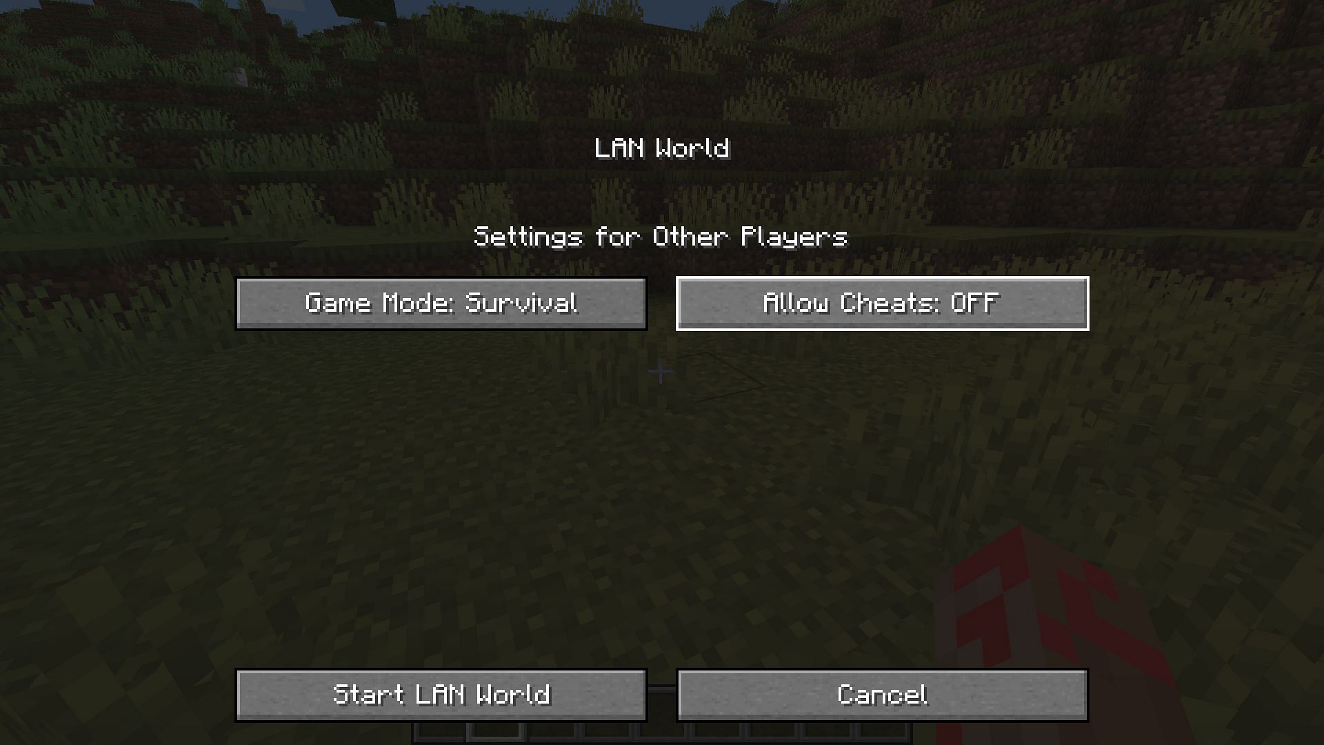 Briefly toggle cheats in an existing world through LAN settings in Minecraft (Image via Mojang)