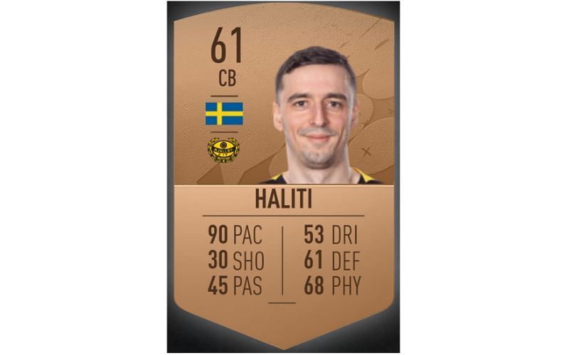 Jetmir Haliti&#039;s card rating in FIFA 23 (image via EA Sports)