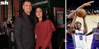 Ons Jabeur and husband Karim Kamoun in attendance at the LA Lakers' NBA game against Sacramento Kings