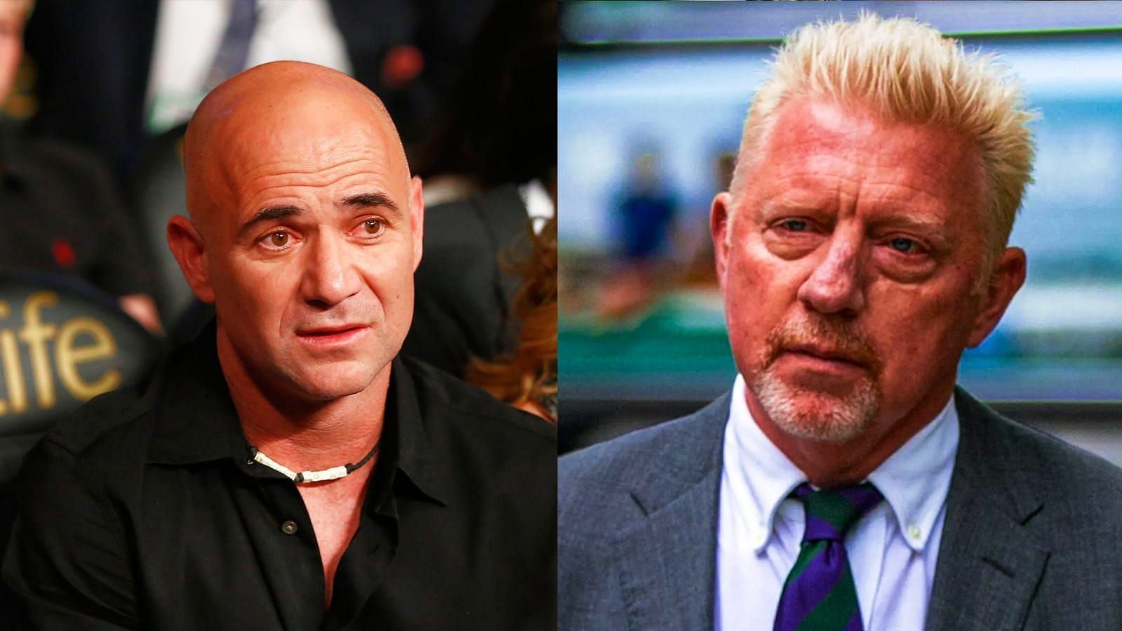 Andre Agassi(L) and Boris Becker(R)