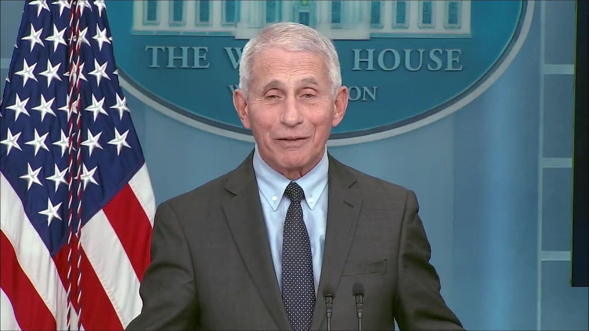 Fauci at his final press event at the White House (image via Twitter/ @PressSec)