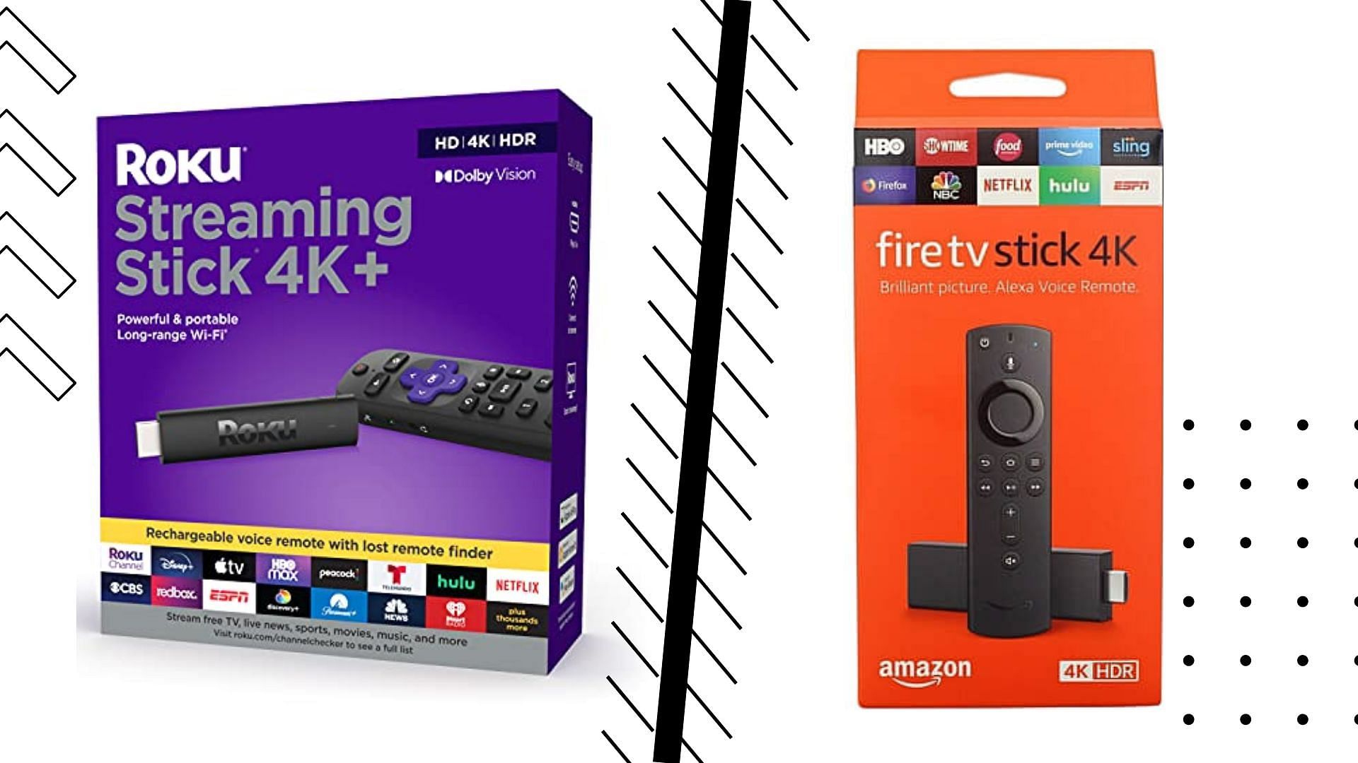 Amazon Fire TV Stick 4K and Roku Streaming Stick 4K (Image via Sportskeeda)