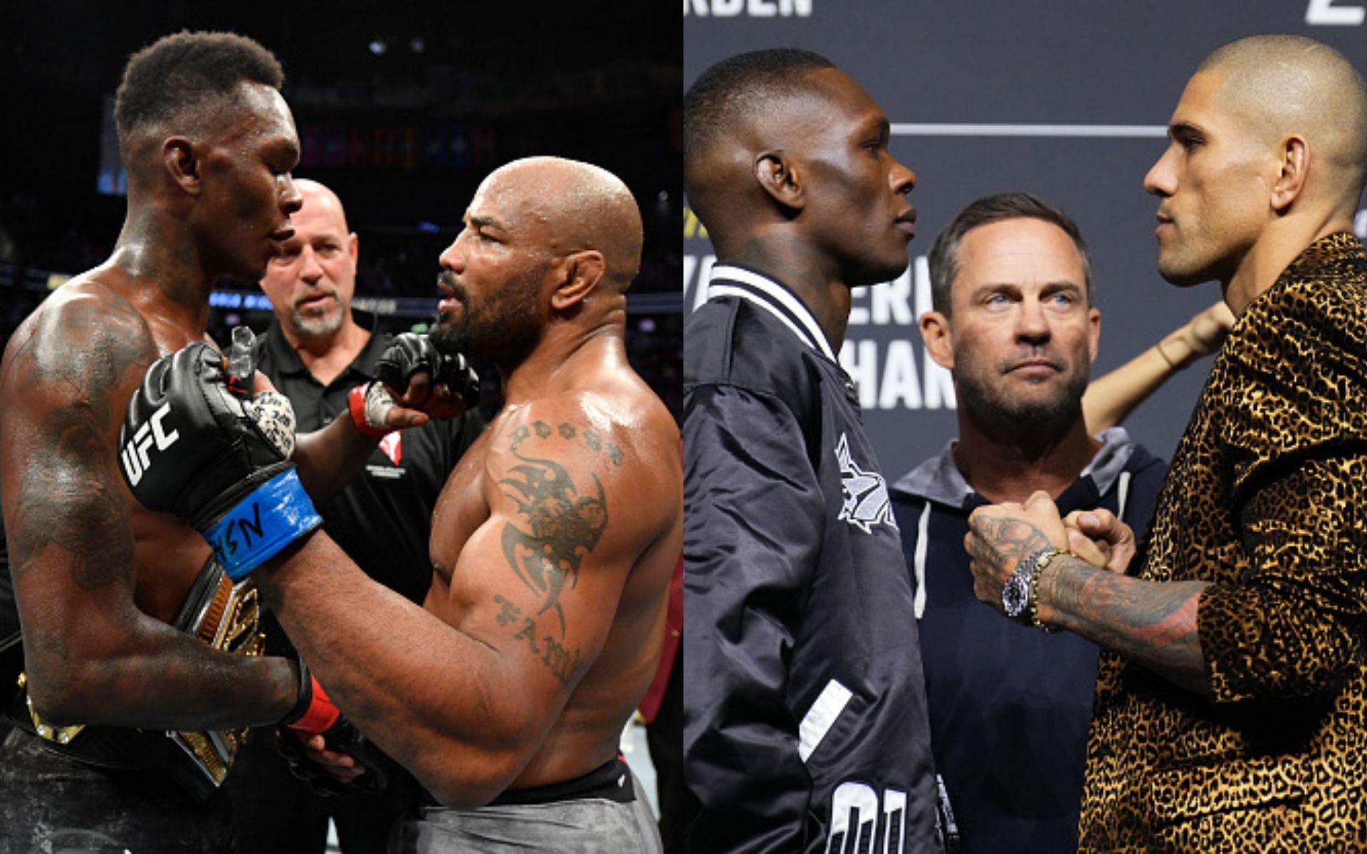 Israel Adesanya vs. Yoel Romero (left), Israel Adesanya vs. Alex Pereira (right)