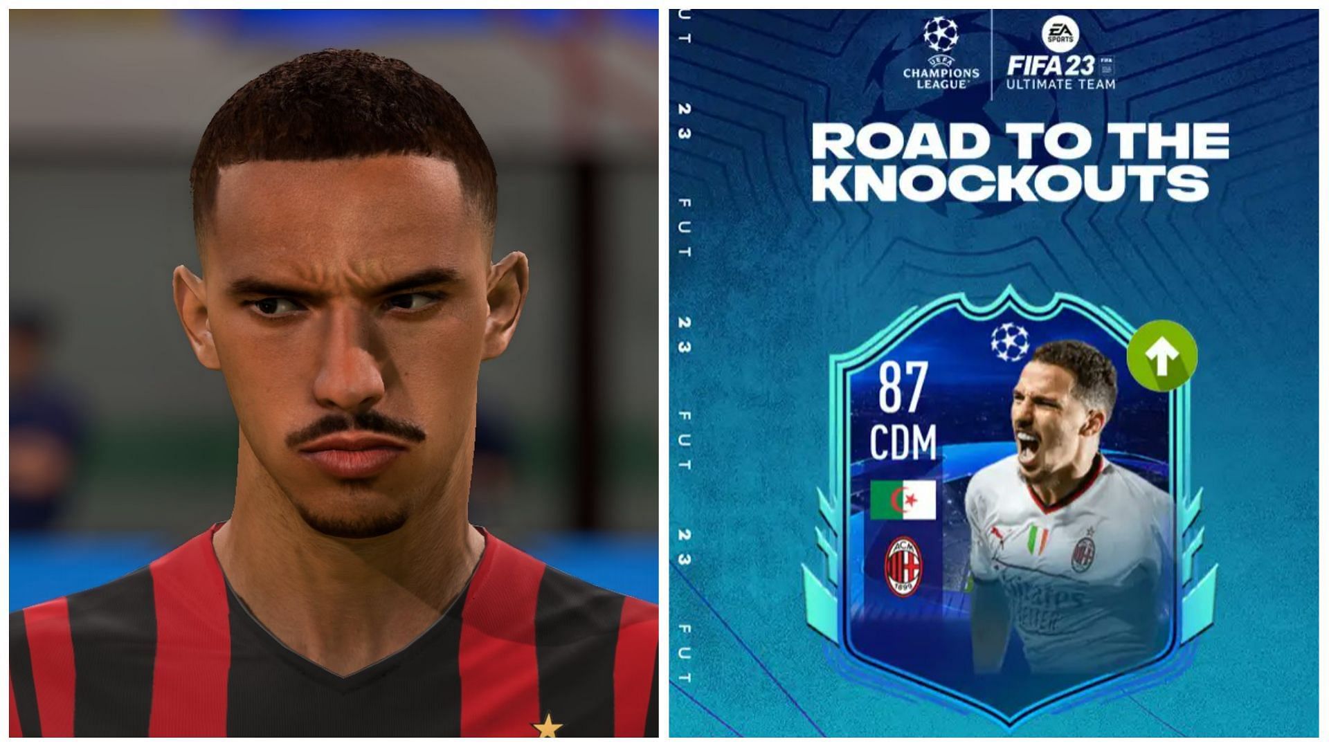 RTTK Bennacer is getting an upgrade in FIFA 23 (Images via EA Sports and Twitter/FIFAUTeam)