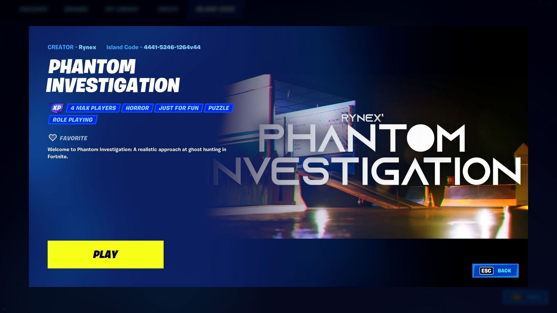 The Phantom Investigation Fortnite map was created by a player (Image via Epic Games)