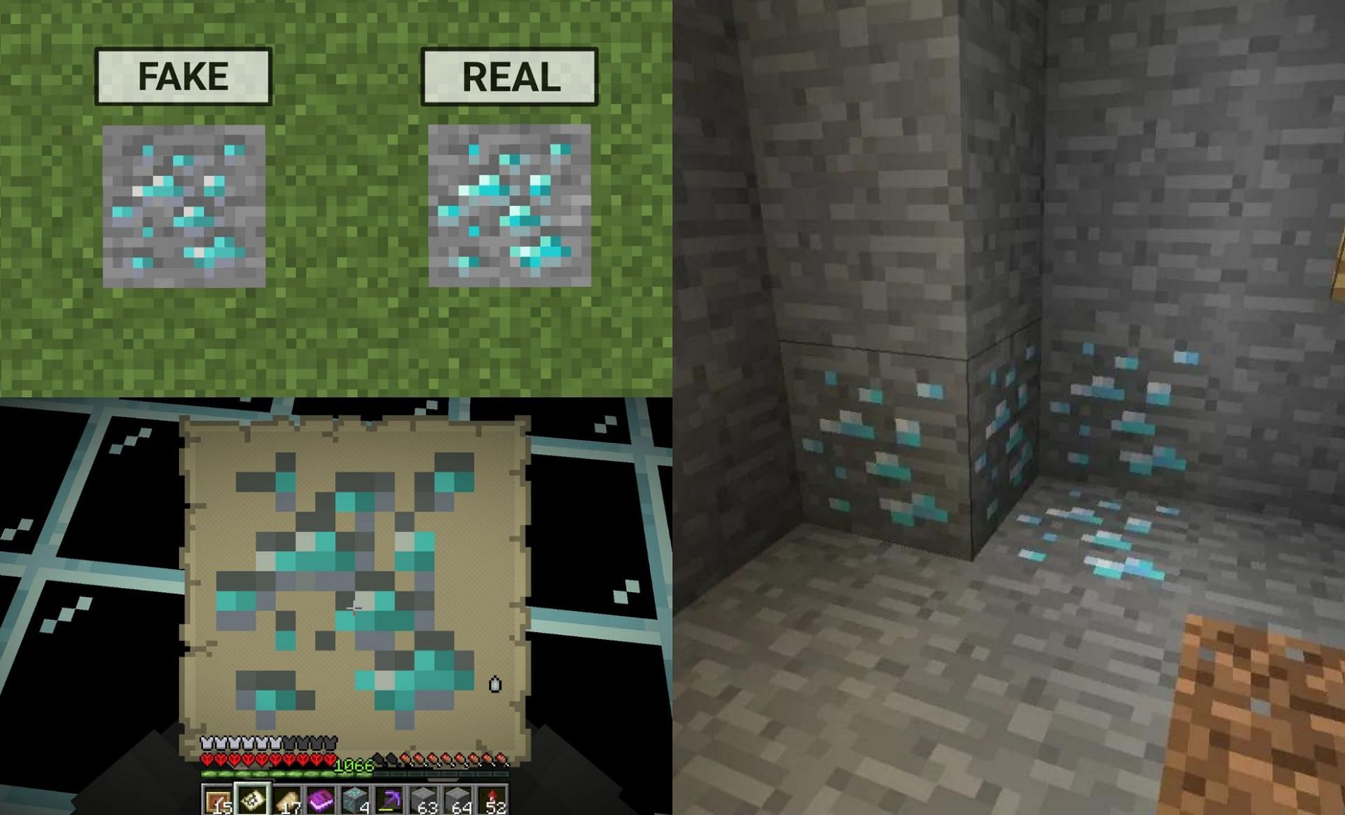 The fake ore looks just like the real one (Image via u/Brooke-Valley on Reddit, Mojang)