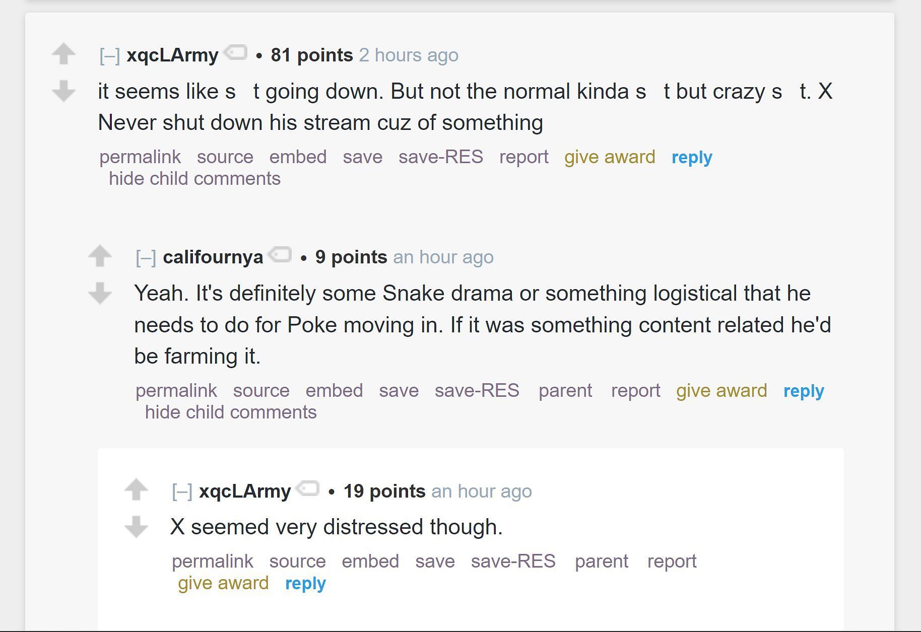 Fans on the streamer subreddit providing their take on the clip (Image via r/LivestreamFail)