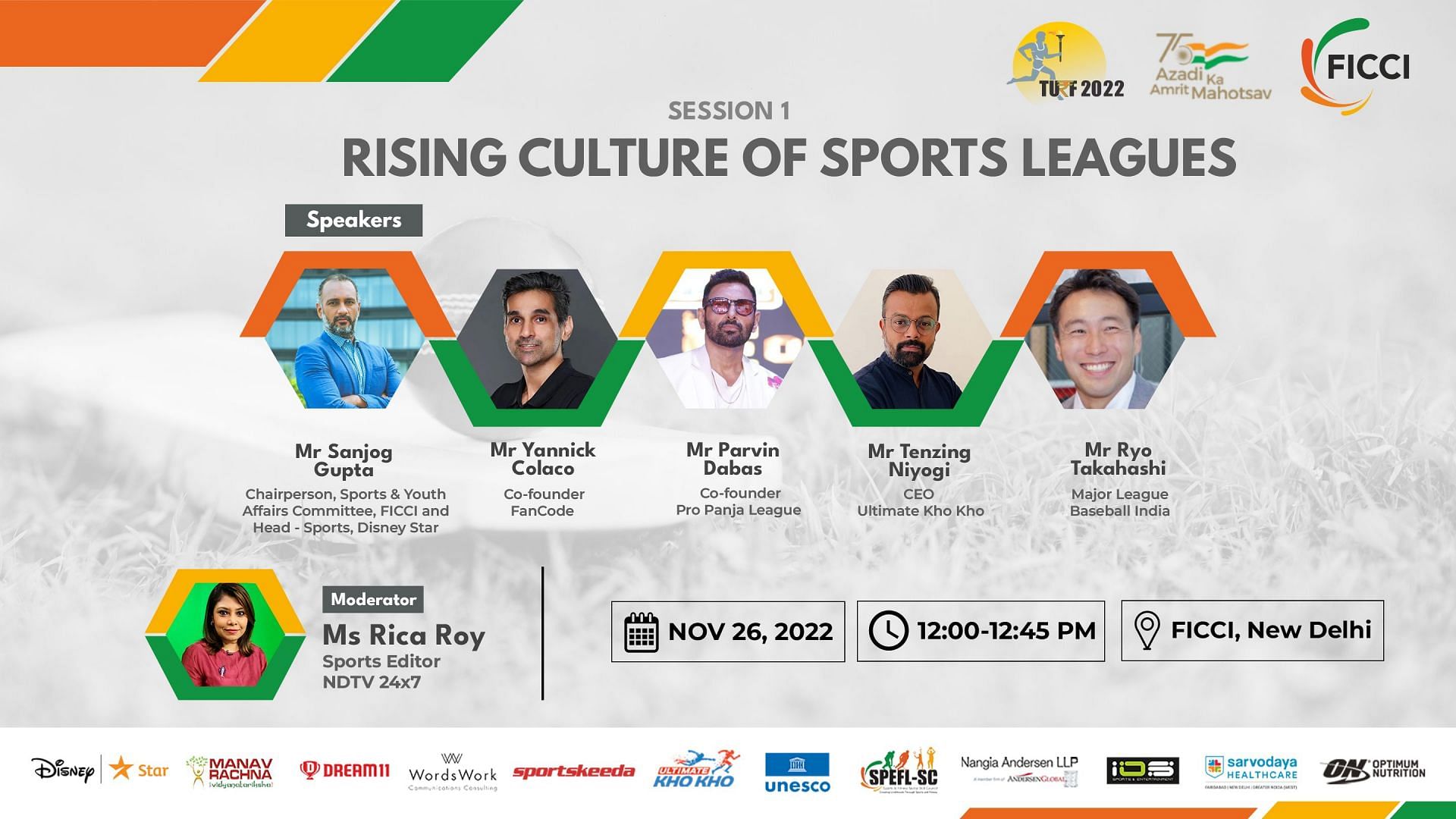 Session 1: Rising Culture of Sports Leagues (Image via FICCI TURF 2022) 