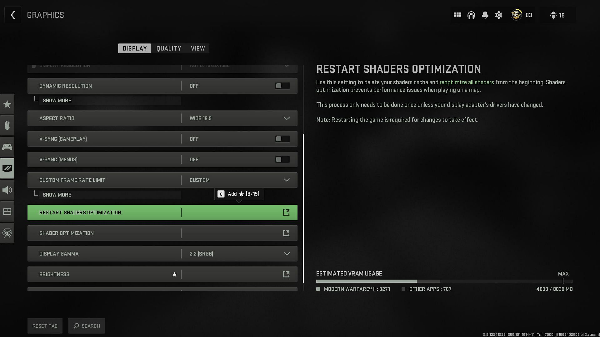 Restarting Shaders Optimization in Modern Warfare 2 (Image via Activision)