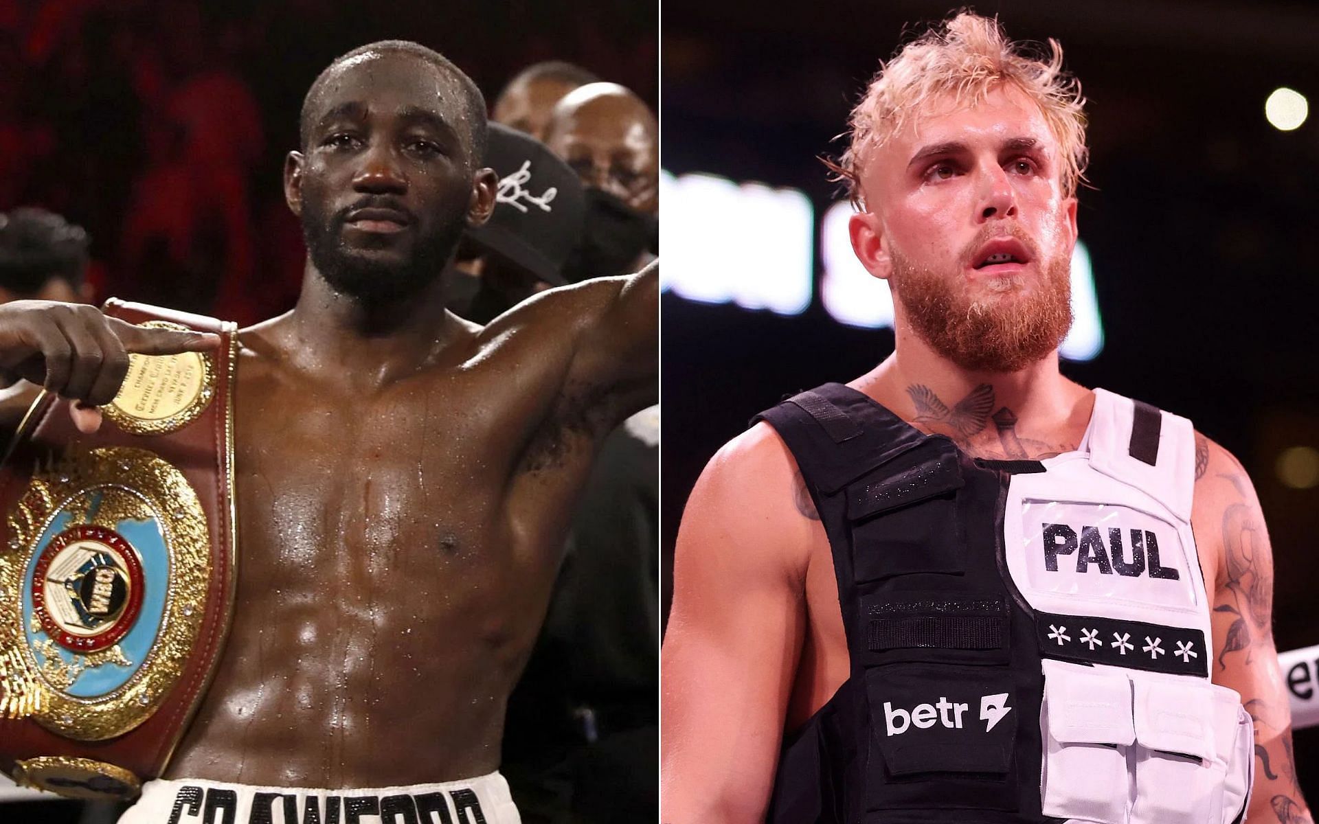 (L) Terence Crawford, and Jake Paul (R) 