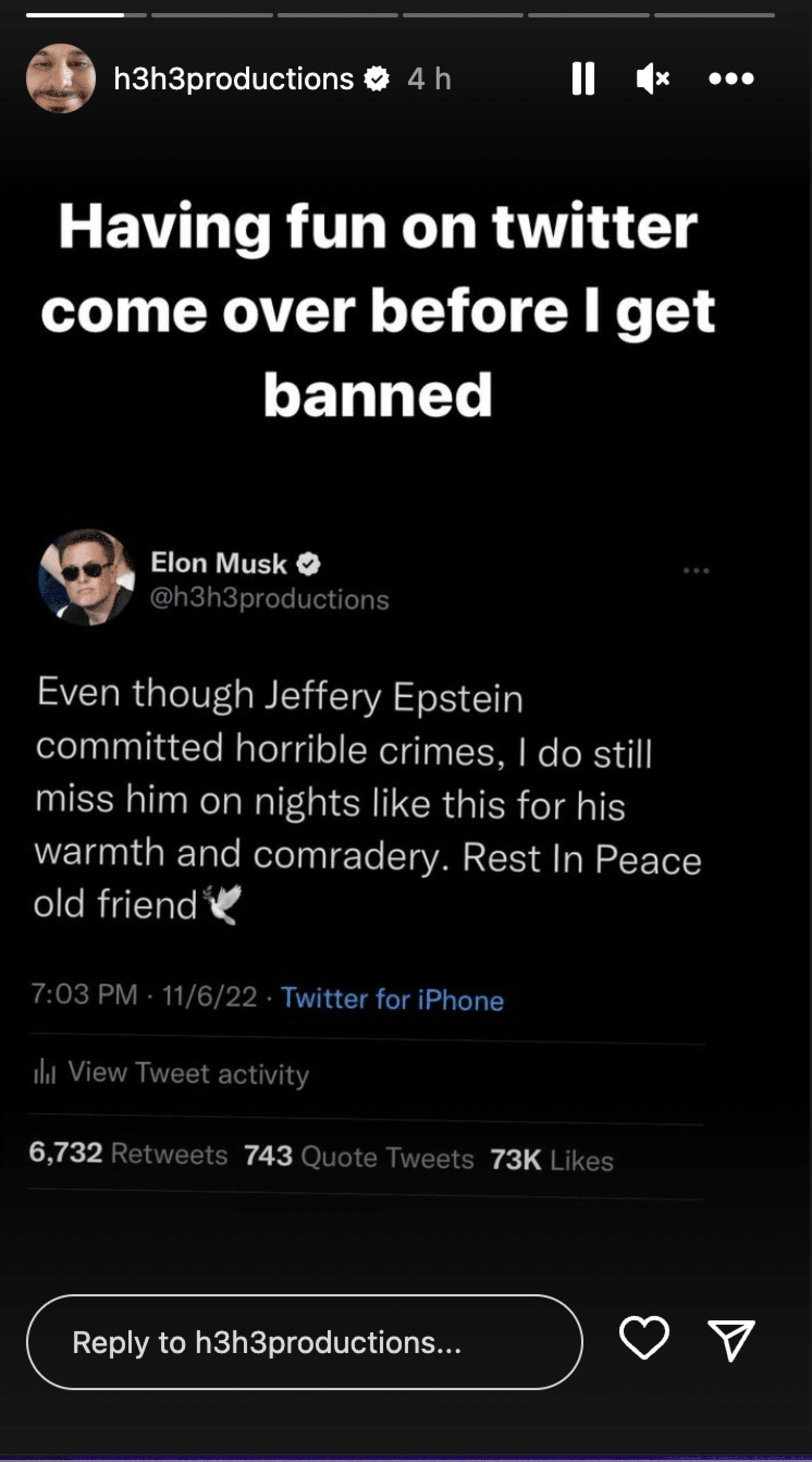 Klein called out Instagram audience to his Twitter account, as he tweeted some controversial messages from Elon&#039;s parody account. (Image via Twitter)