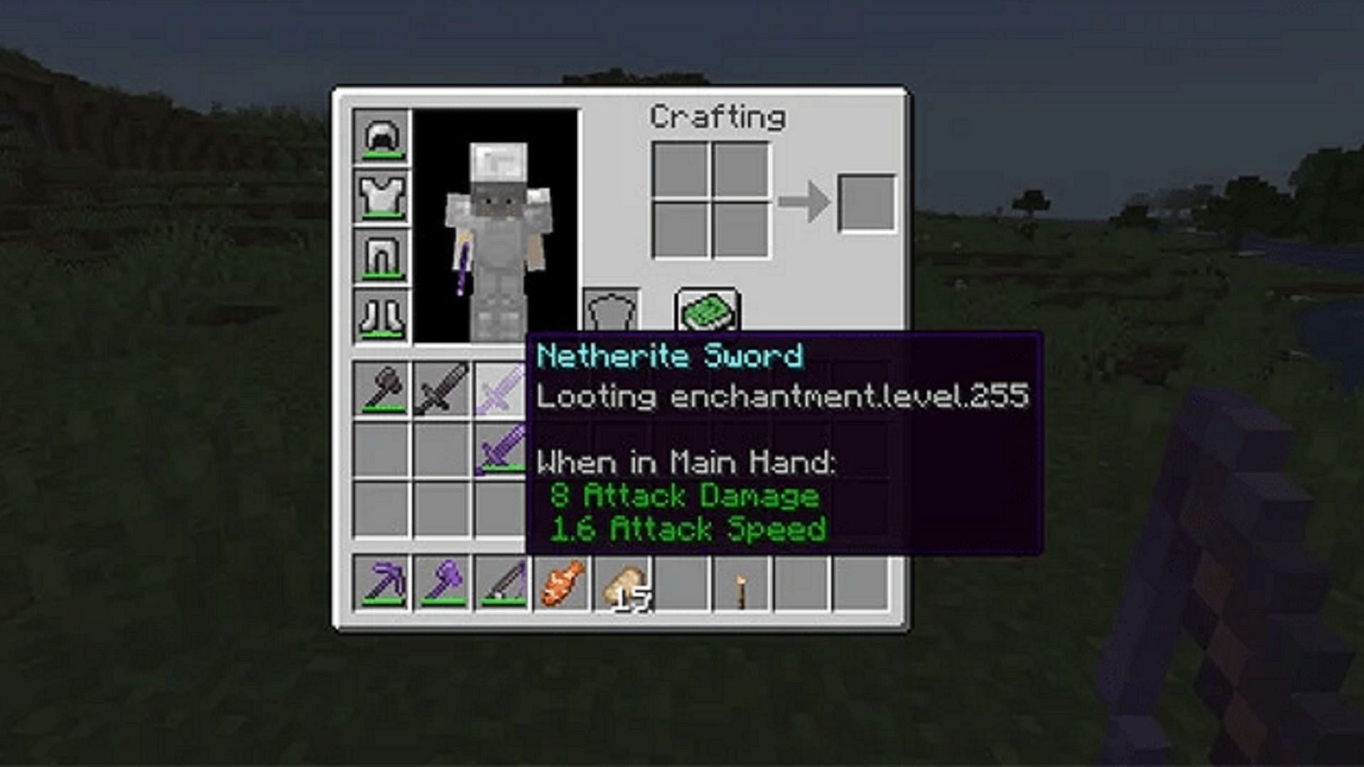 Many enchantments can be given to players at level 255, such as Looting (Image via Mojang)