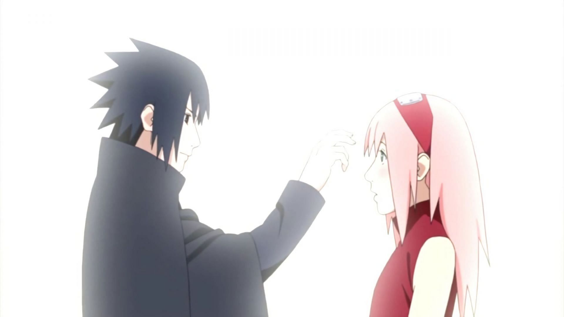 Sasuke Stupst Sanft Sakuras Stirn An, Die Geste Steht Als Zeichen Der Zuneigung, Obwohl Er Nicht Immer Bei Ihm Sein Konnte (Bild Via Studio Pierrot)