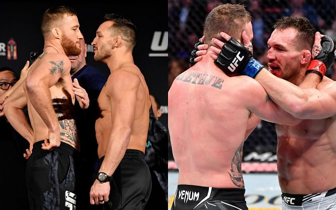 Watch: Wholesome backstage interaction between former opponents Michael Chandler and Justin Gaethje at UFC 281