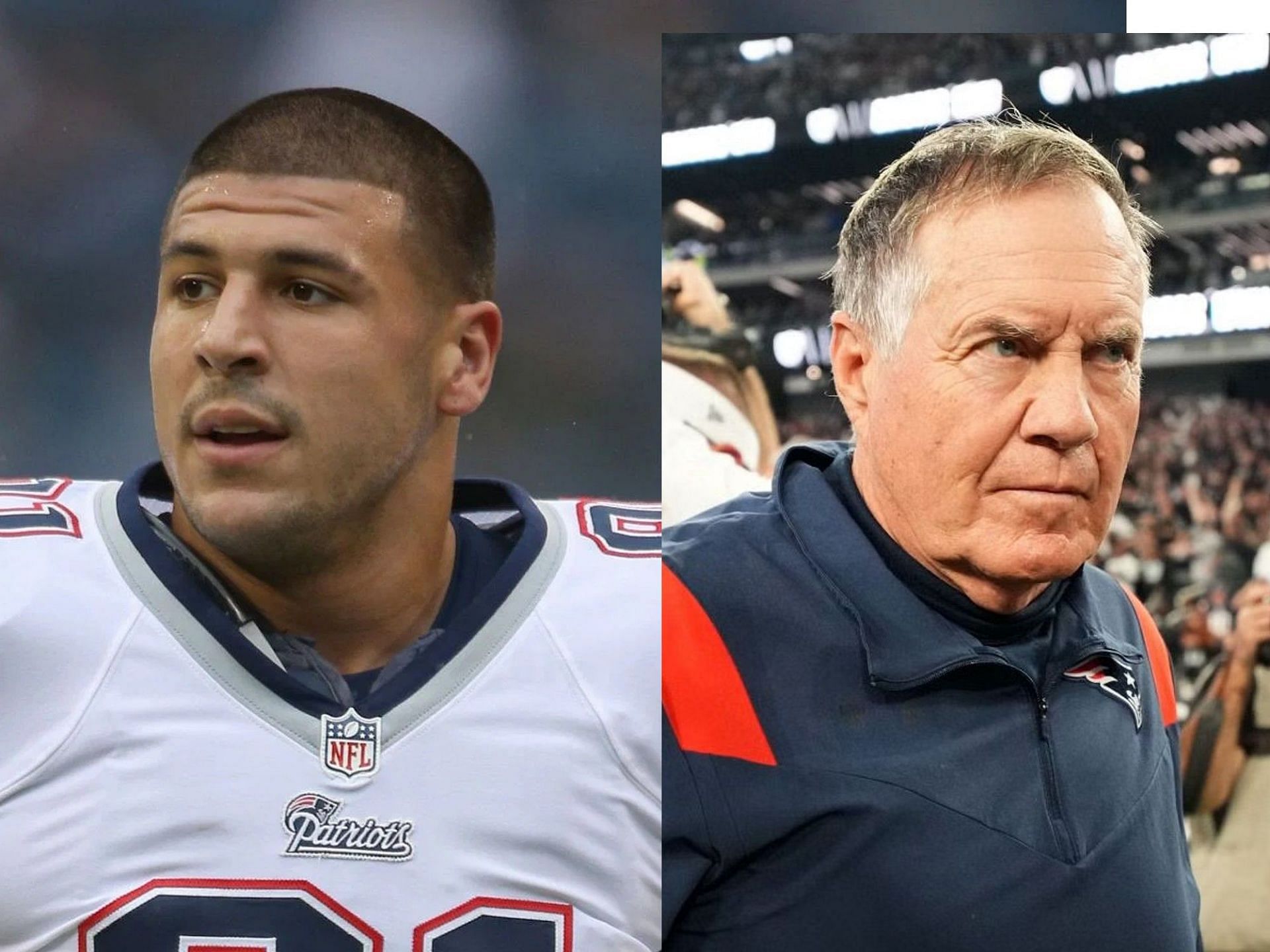 Bill Belichick and Aaron Hernandez with the New England Patriots