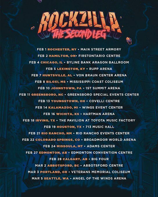 rockzilla tour set times