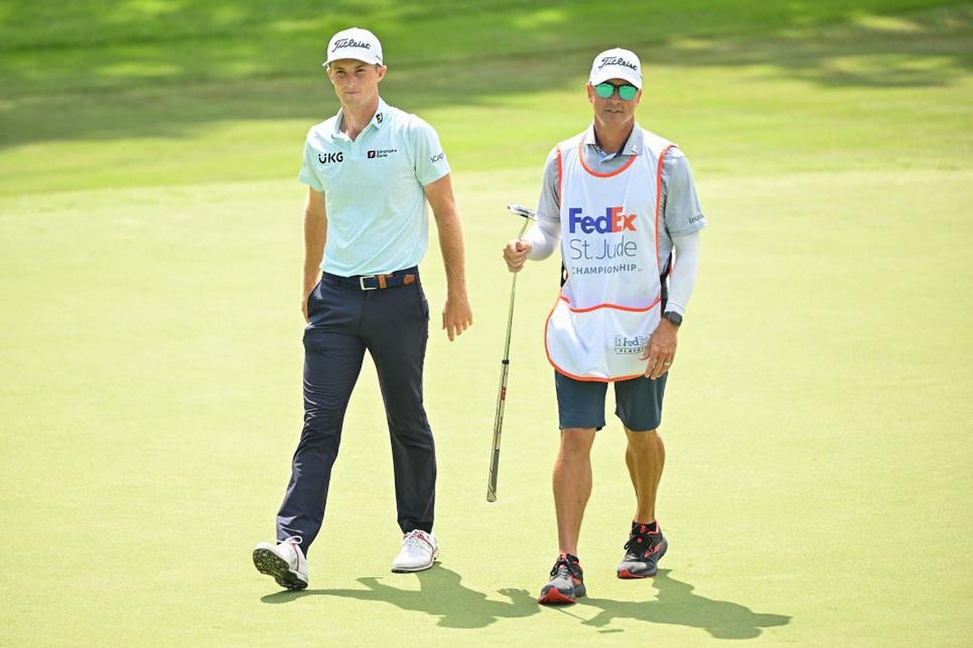 Will Zalatoris and caddie Joel Stock during the first round of the FedEx St. Jude Championship (Image via PGA Tour)