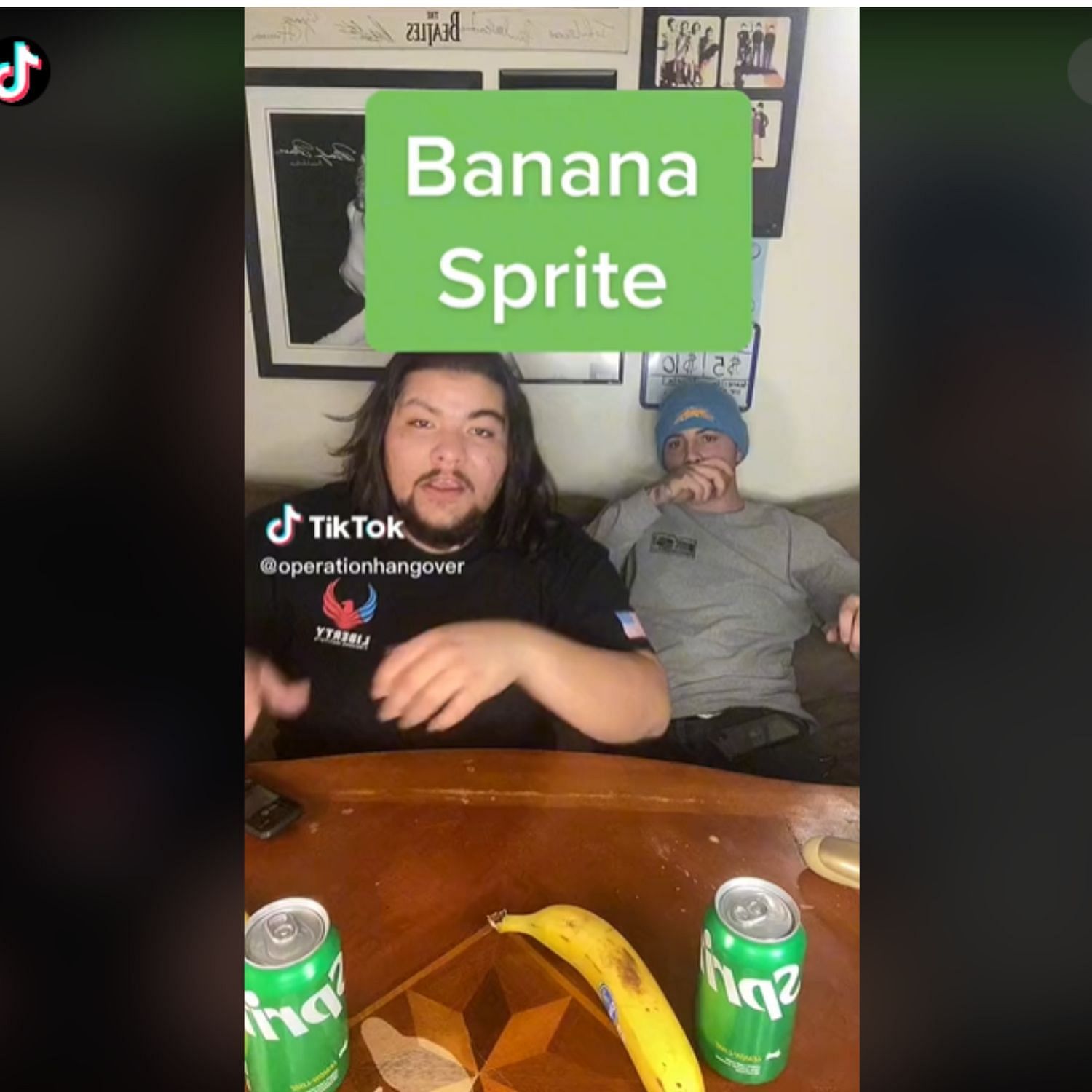 Dave did the Banana Sprite challenge on TikTok (Image via TikTok/@operationhangover)