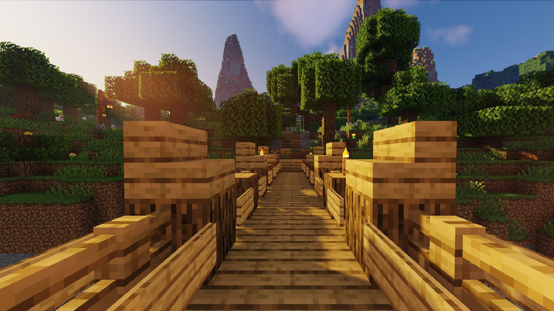 The spawn point of the Sky Islands map for Minecraft 1.19 (Image via v3s3y/CurseForge)