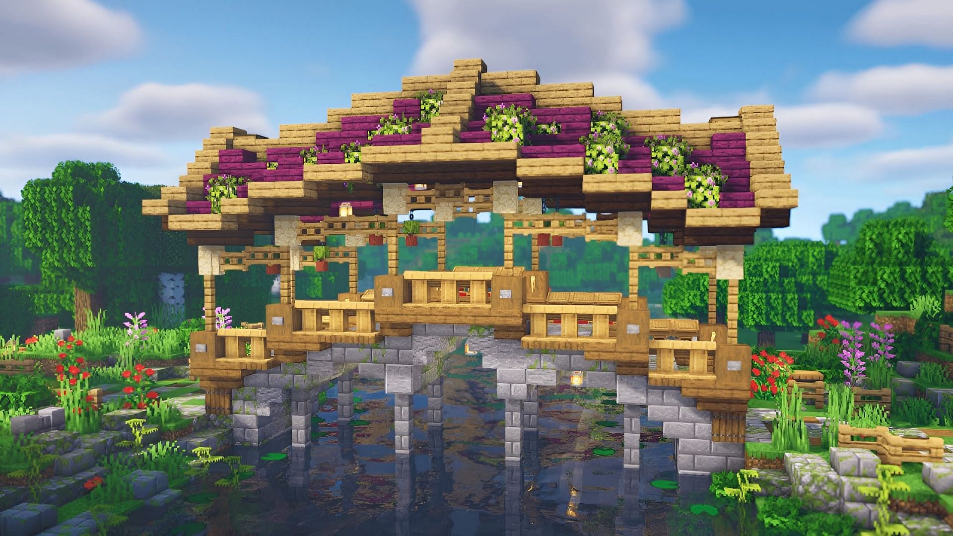 Minecraft bridges are fantastic builds (Image via Youtuber/Minecraft Fantasy Builds)
