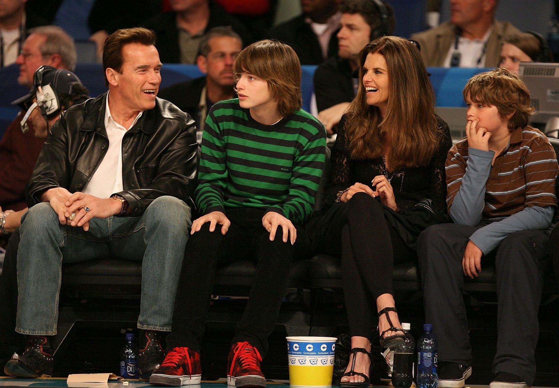 Arnold with his family at the NBA All-Star Saturday Night Celebrities & Performances 2008 