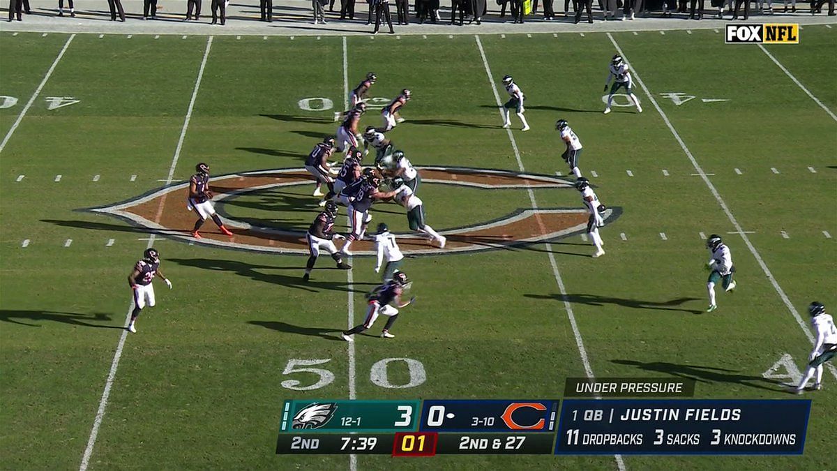 NFL fans stunned by Justin Fields' run against Eagles - If he didn't step  out it's the greatest QB run of all time