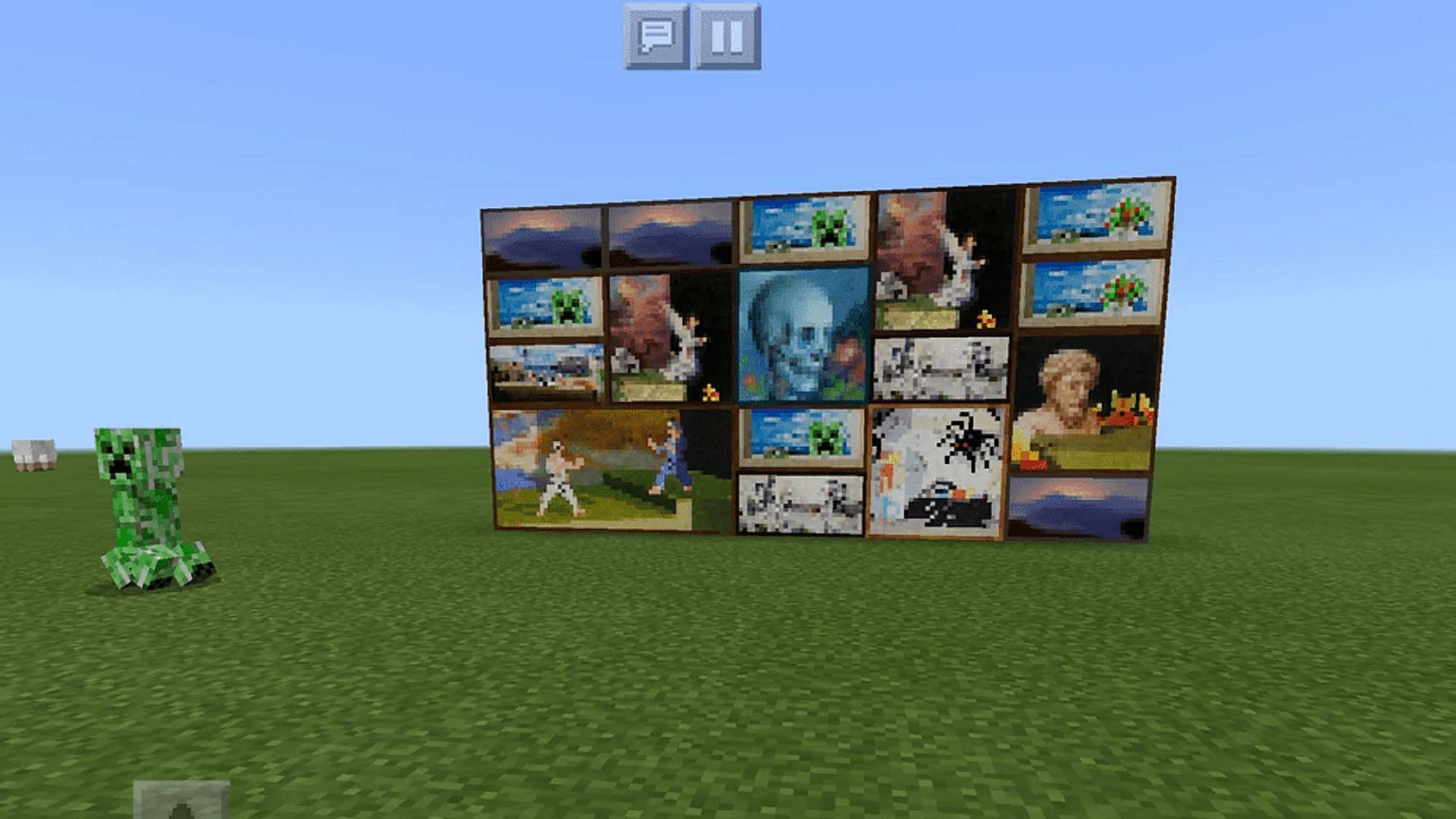 Various paintings as they&#039;re seen in Minecraft (Image via Mojang)