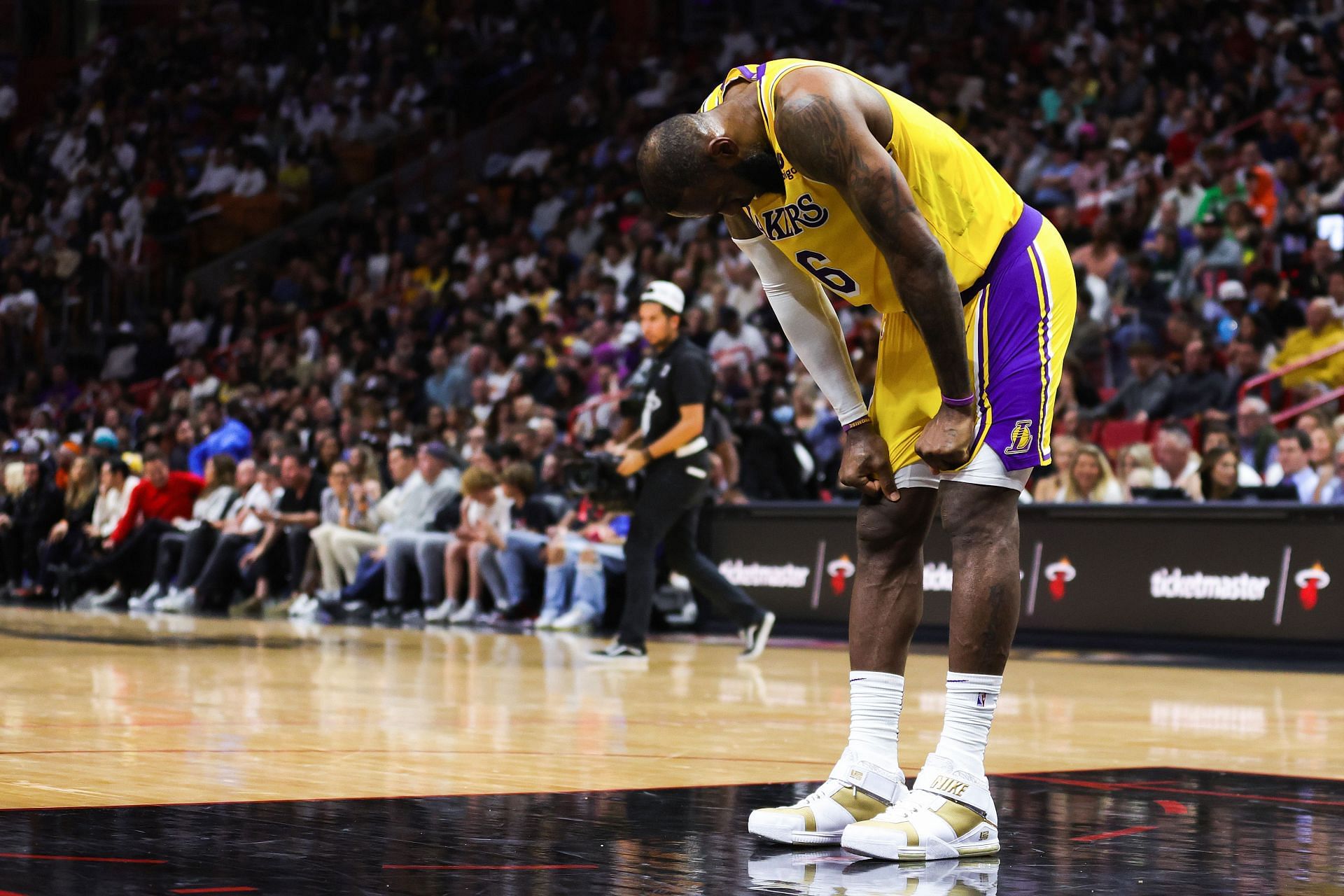 LA Lakers forward LeBron James against the Miami Heat