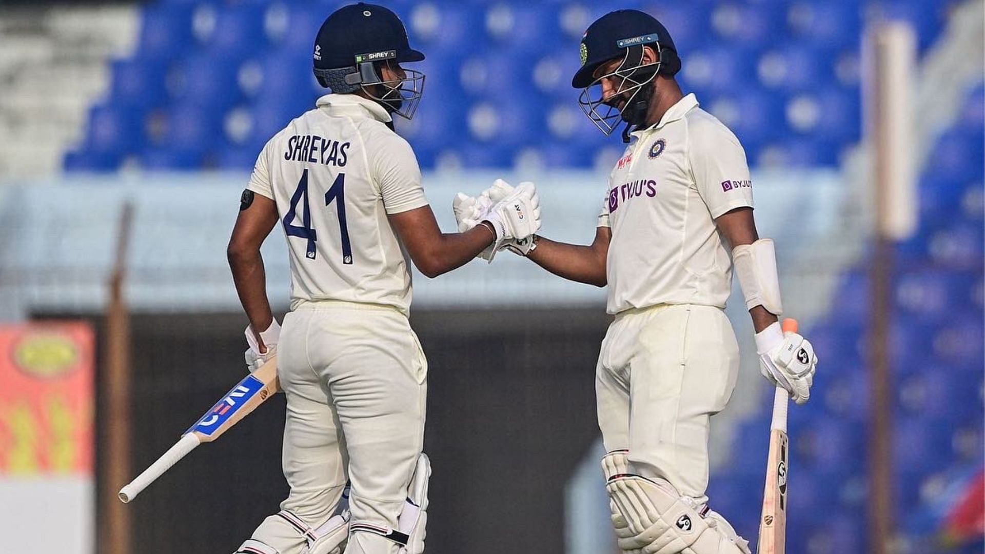 Shreyas Iyer (L) and Cheteshwar Pujara (P.C.:Twitter)