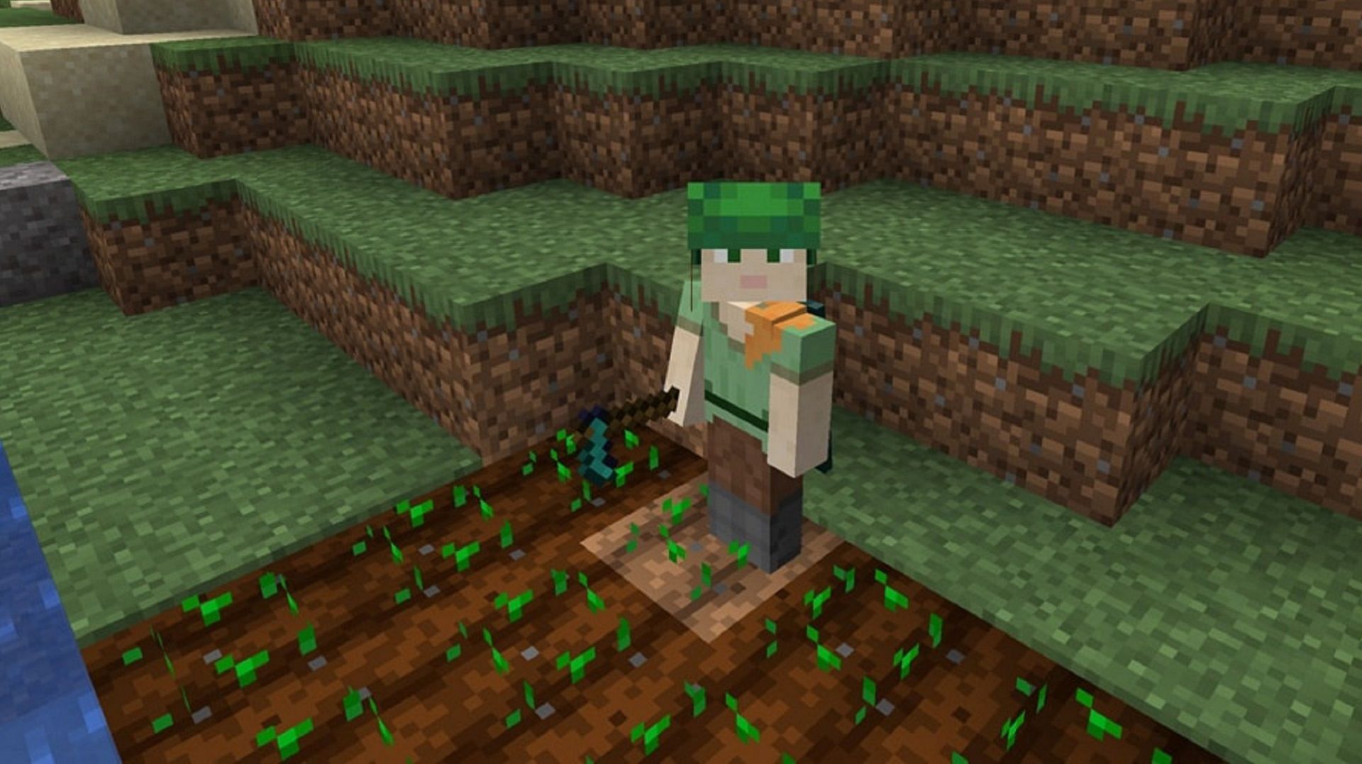 Hoes in Minecraft are the ideal tools for farming crops (Image via Minecraft.net)